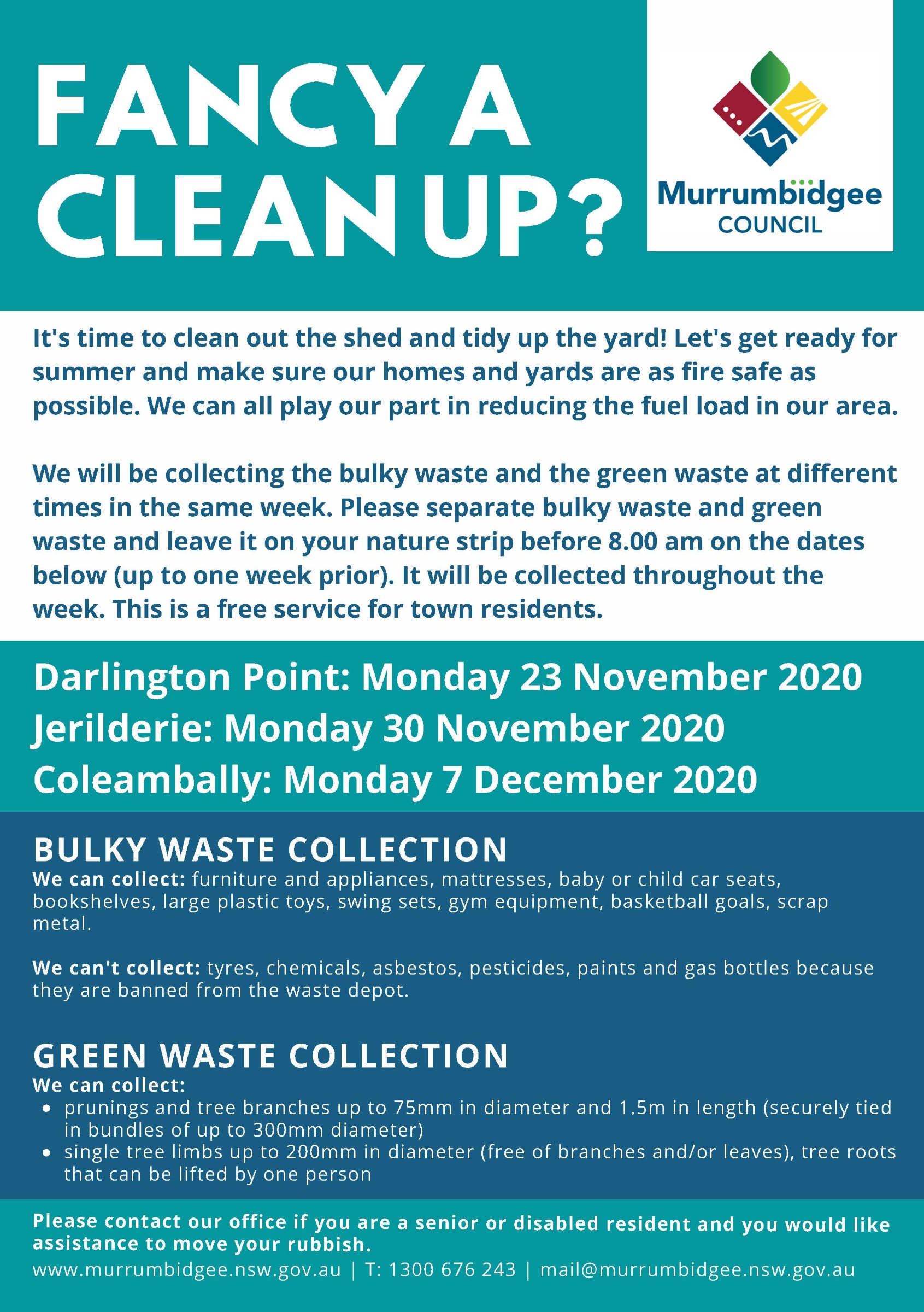 Bulky waste and green waste collections - Coleambally