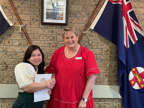 Aileen Lim with Murrumbidgee Mayor Cr Ruth McRae OAM