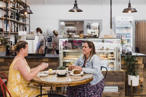 Ladies drinking coffee at the Coffee Nest Cafe